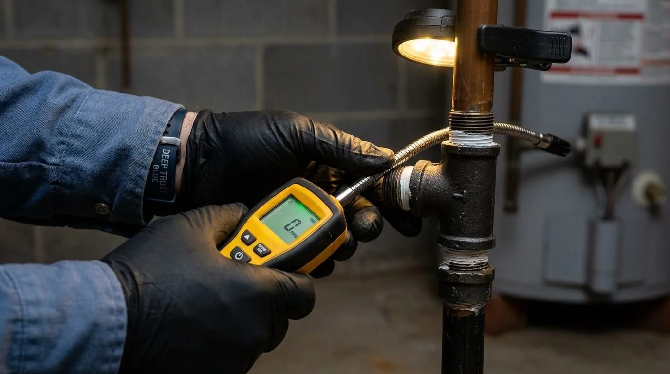 Gas leak detection with electronic sniffer by Johns Plumbing LLC in Soda Springs